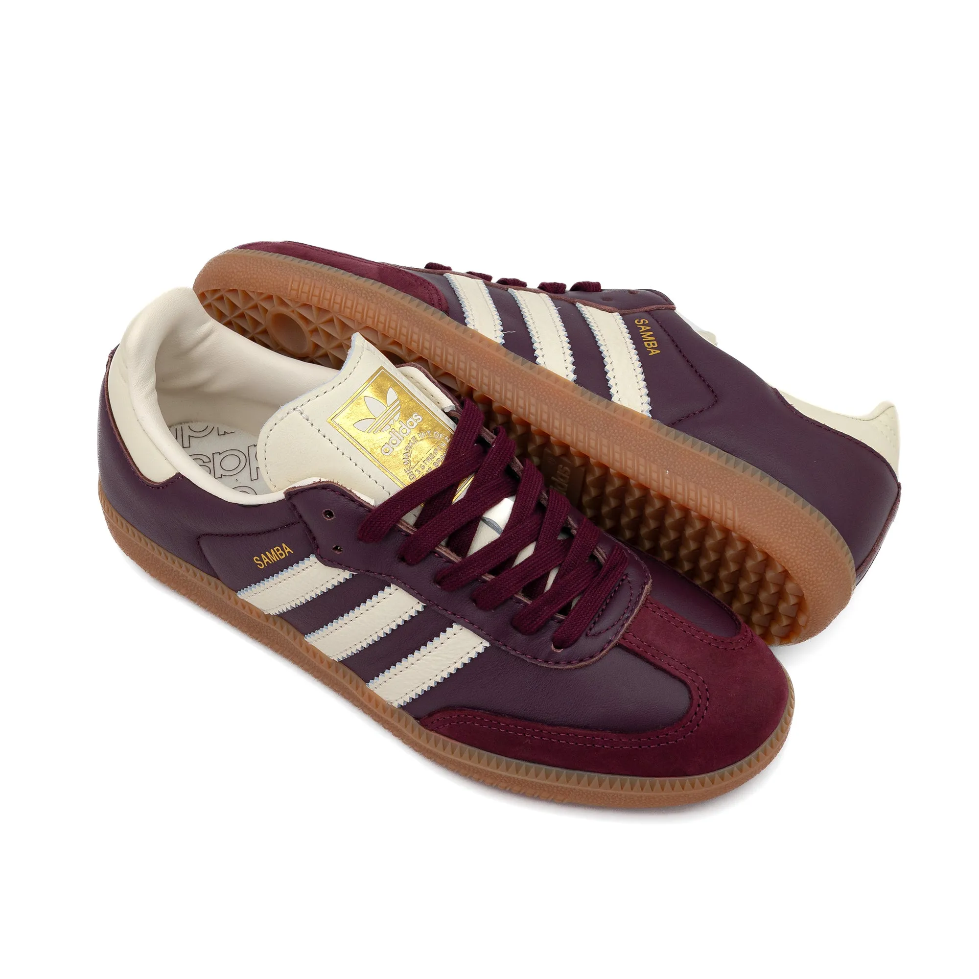 adidas Women's Samba OG Maroon/Cream White/Gold Metallic ID0477