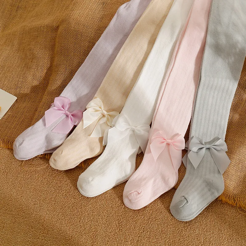 Baby Kid Girls Solid Color Bow Accessories Socks Wholesale 24011107