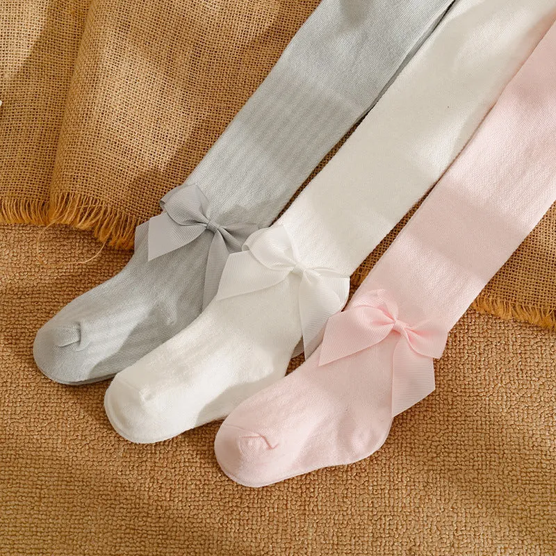 Baby Kid Girls Solid Color Bow Accessories Socks Wholesale 24011107