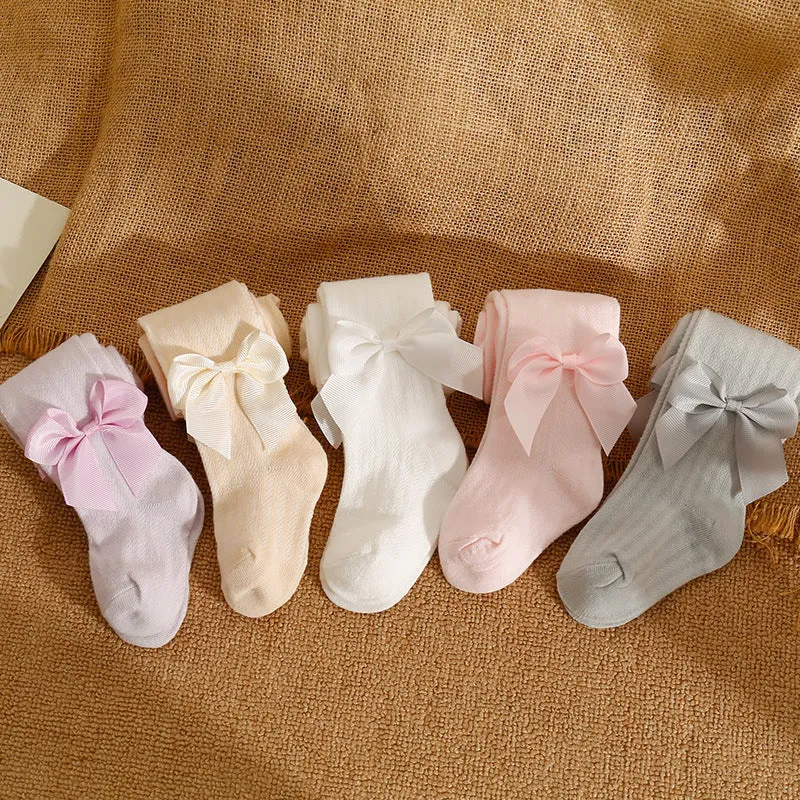 Baby Kid Girls Solid Color Bow Accessories Socks Wholesale 24011107