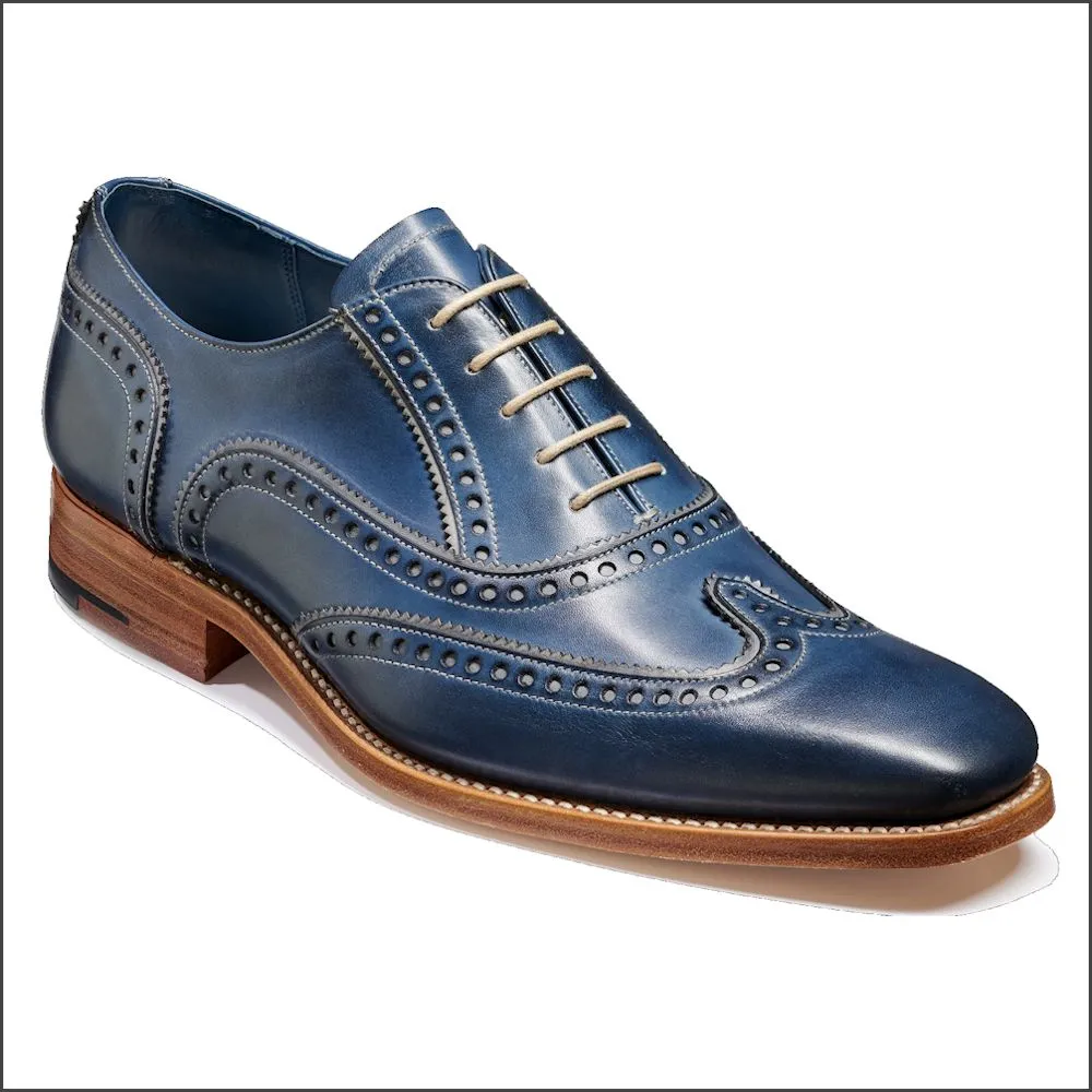 Barker Spencer Navy/Grey Hand Painted Oxford*