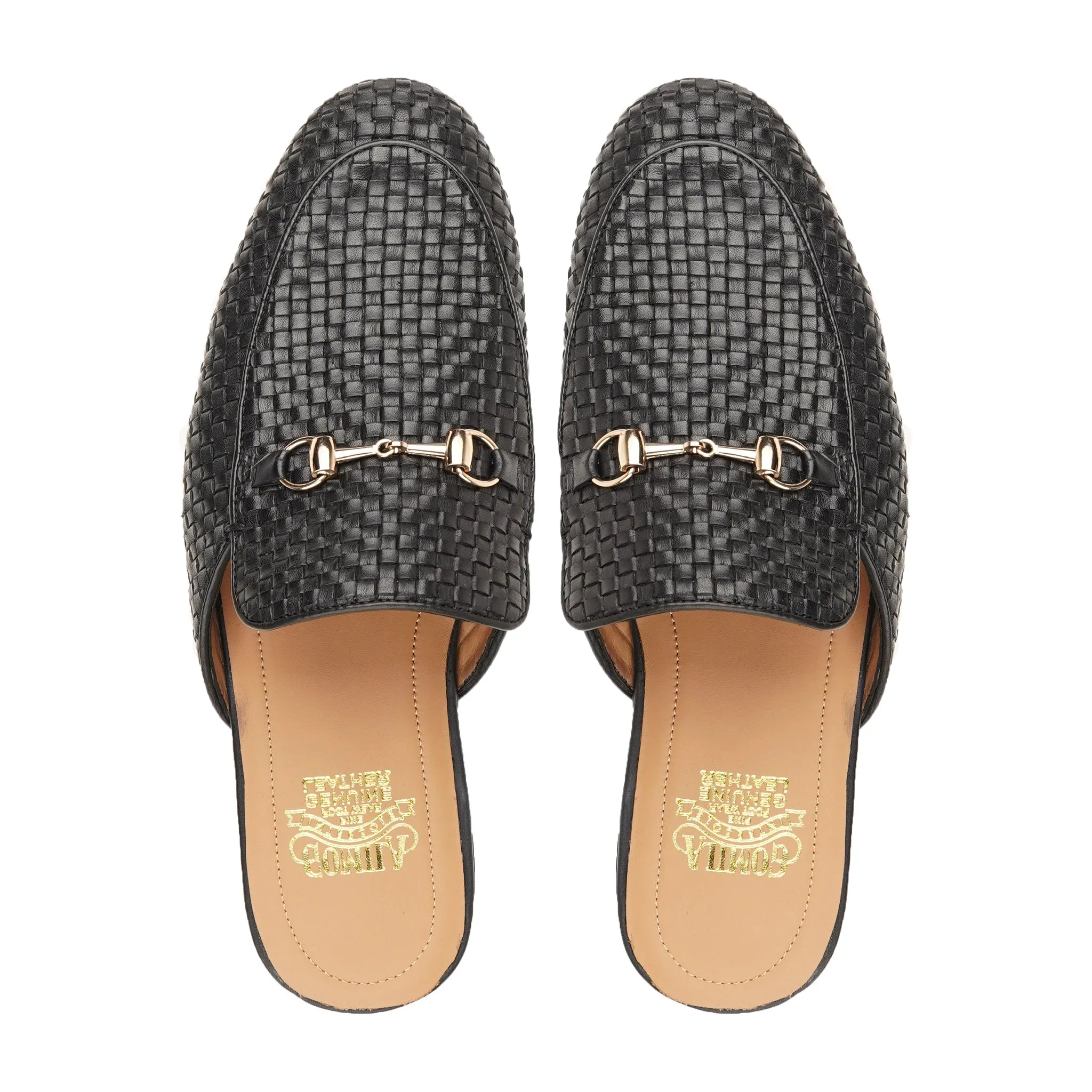 Barnaby - Men's Black Hand Woven Calf Leather Slipper