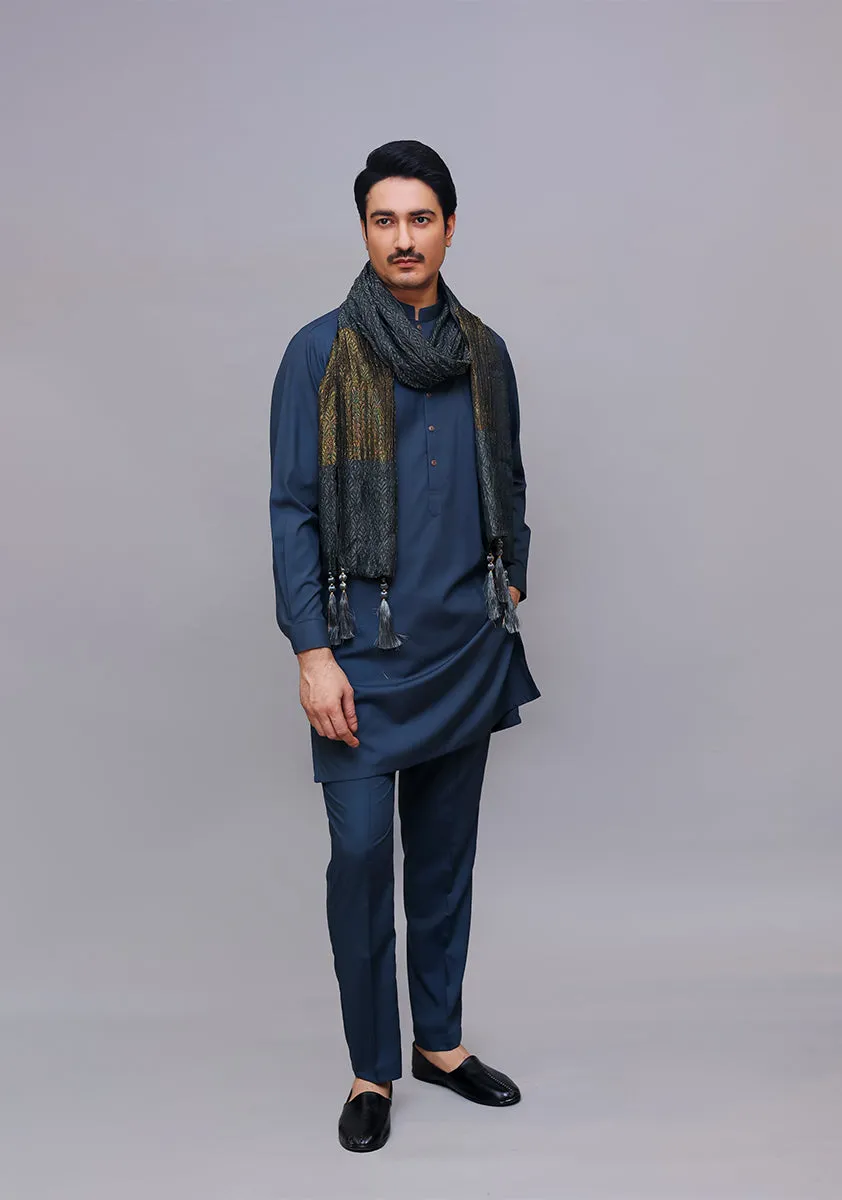 Basic Jamawar Steel Gray Stole