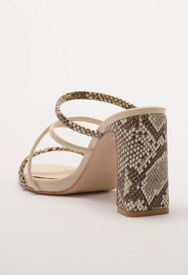 Beige Snake Faux Leather Women Slippers