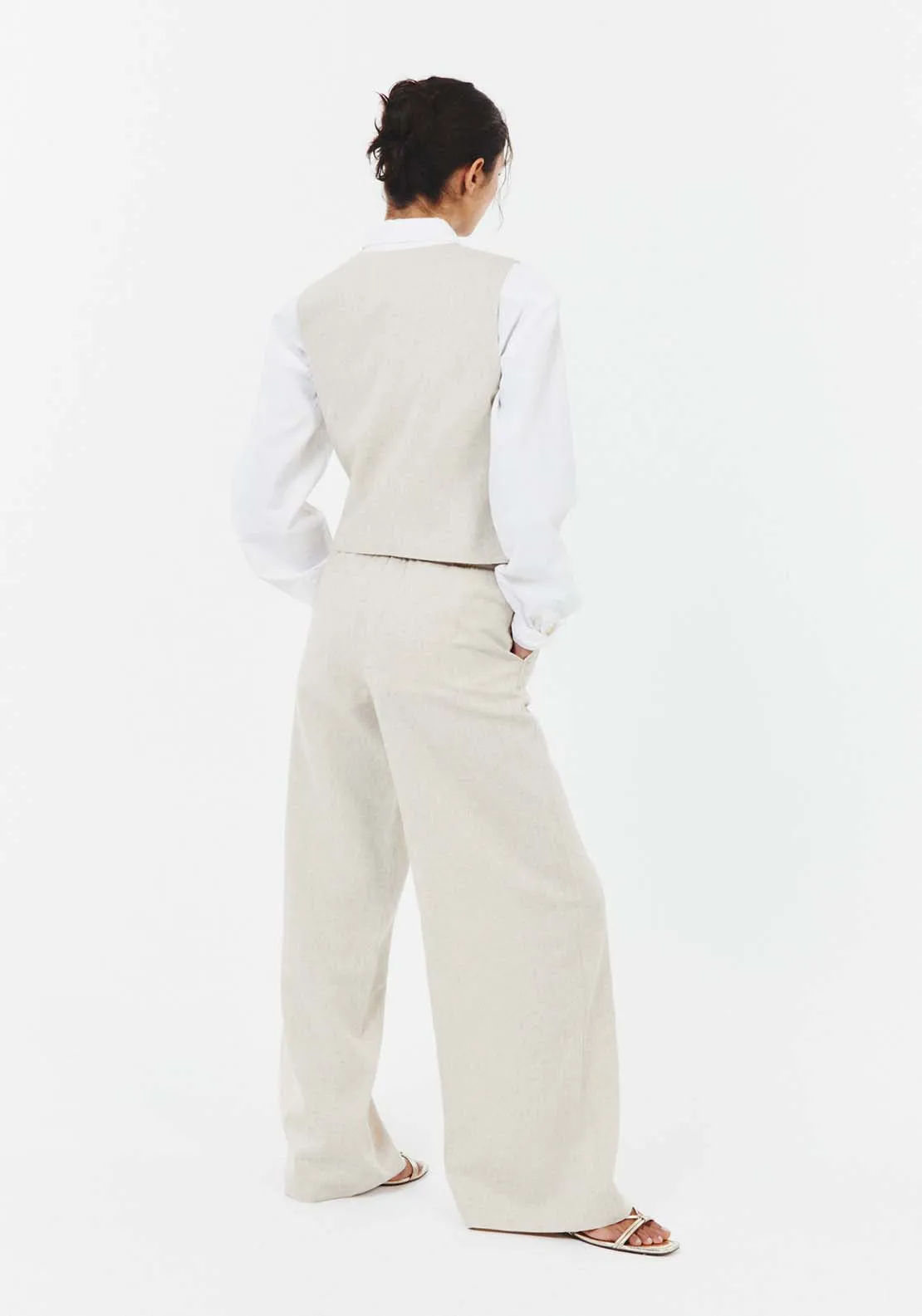 Belted linen trousers - Beige