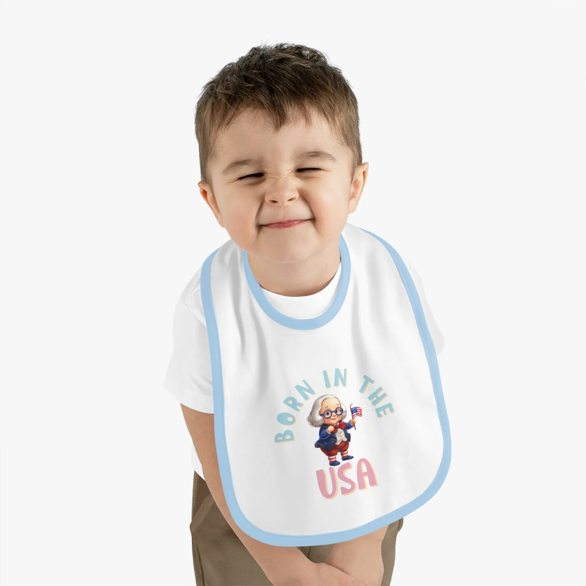 Born in the USA Benjamin Franklin Jersey Baby Bib