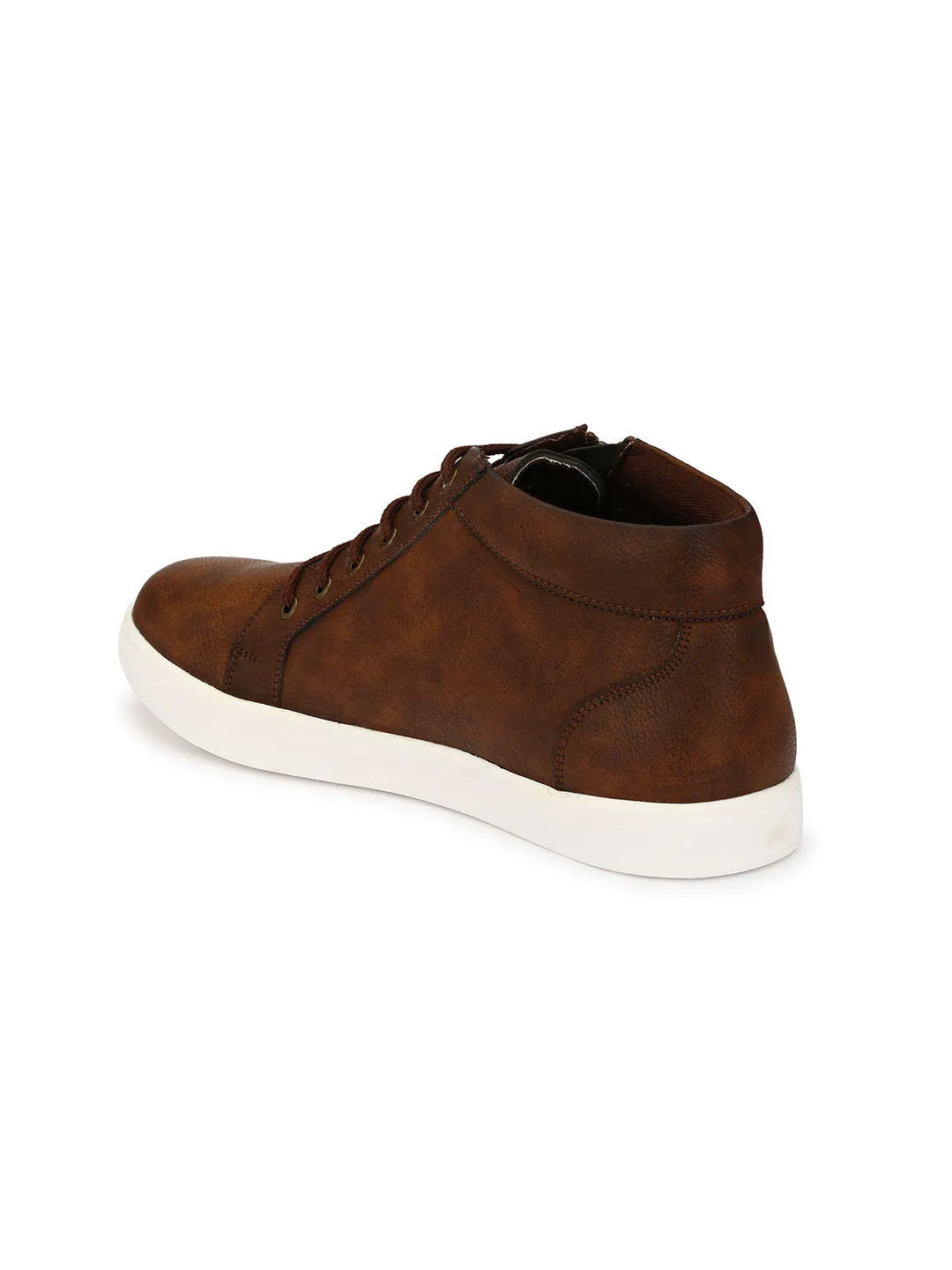 Brown High Ankle Zipped Sneakers