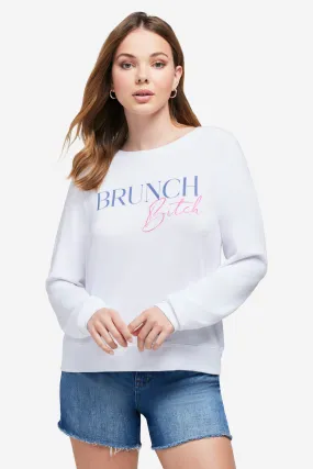 Brunch Bitch Baggy Beach Jumper | Clean White