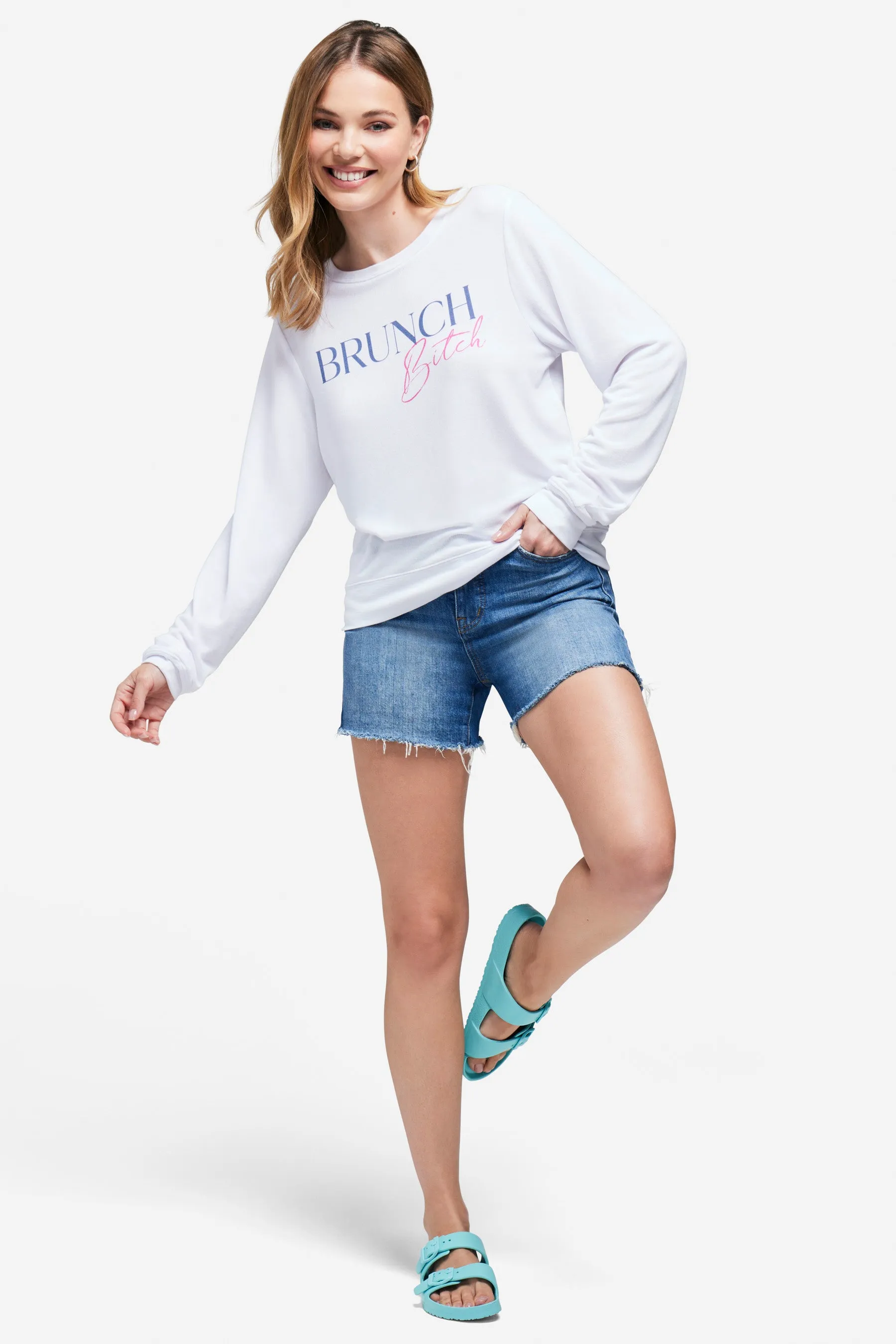 Brunch Bitch Baggy Beach Jumper | Clean White