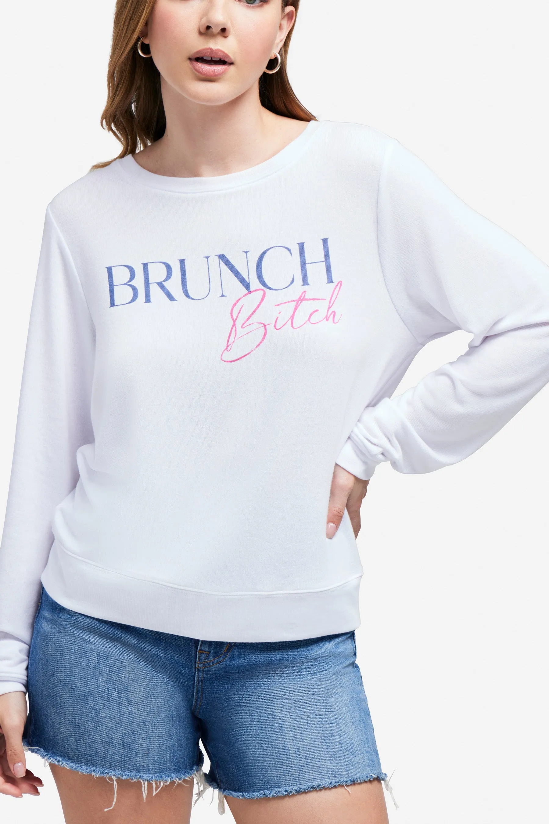 Brunch Bitch Baggy Beach Jumper | Clean White