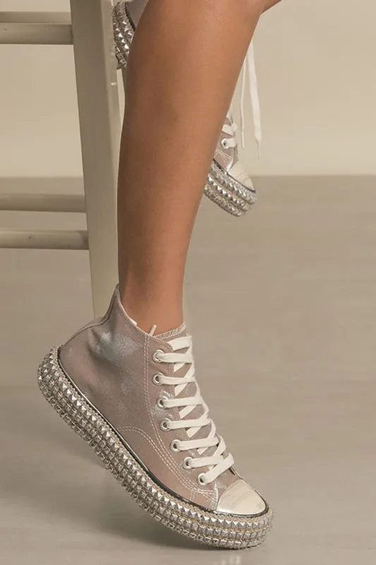 CHANTEL HIGH TOP STUDS SNEAKERS