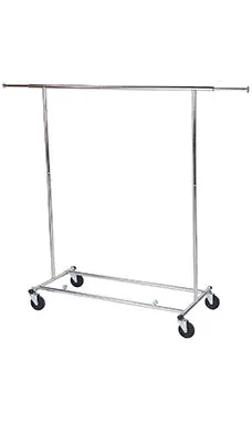 Chrome Single-Rail Collapsible Salesman Clothing Rack