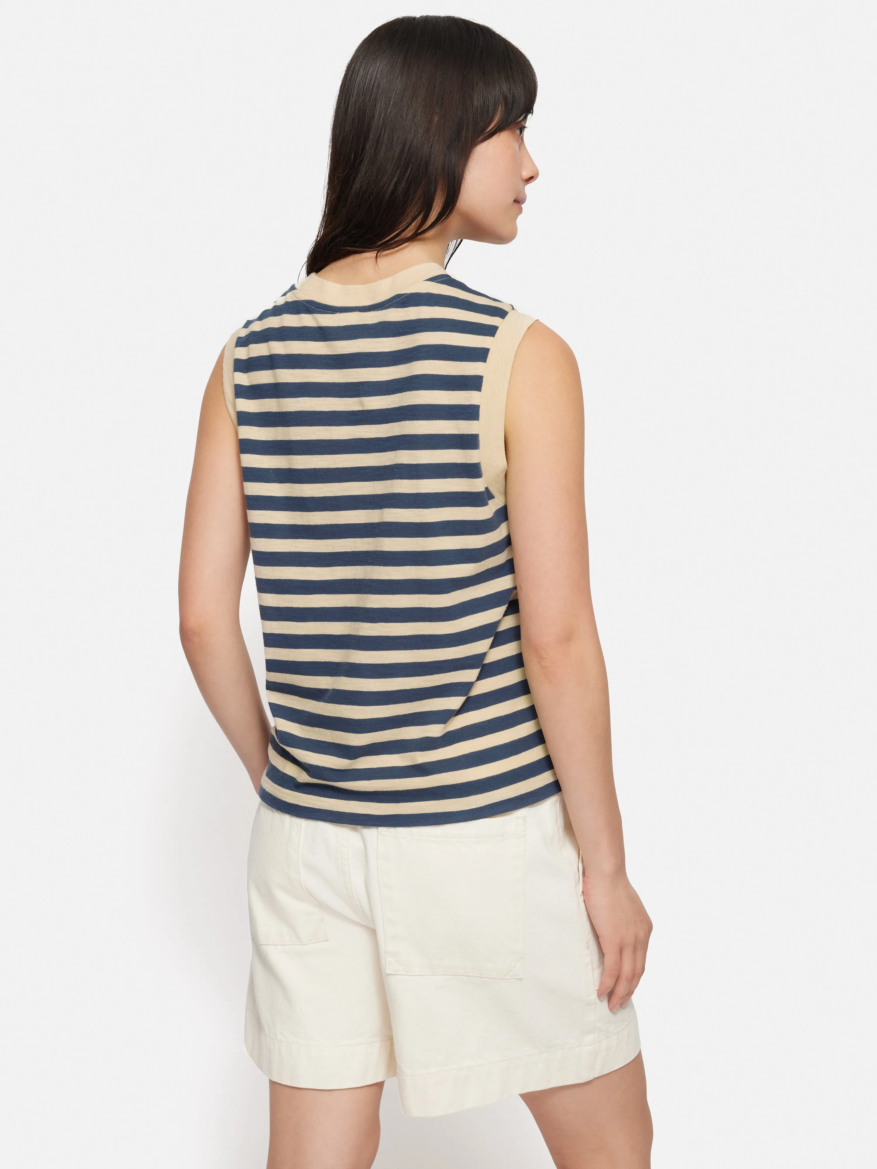 Cotton Slub Stripe Tank | Blue