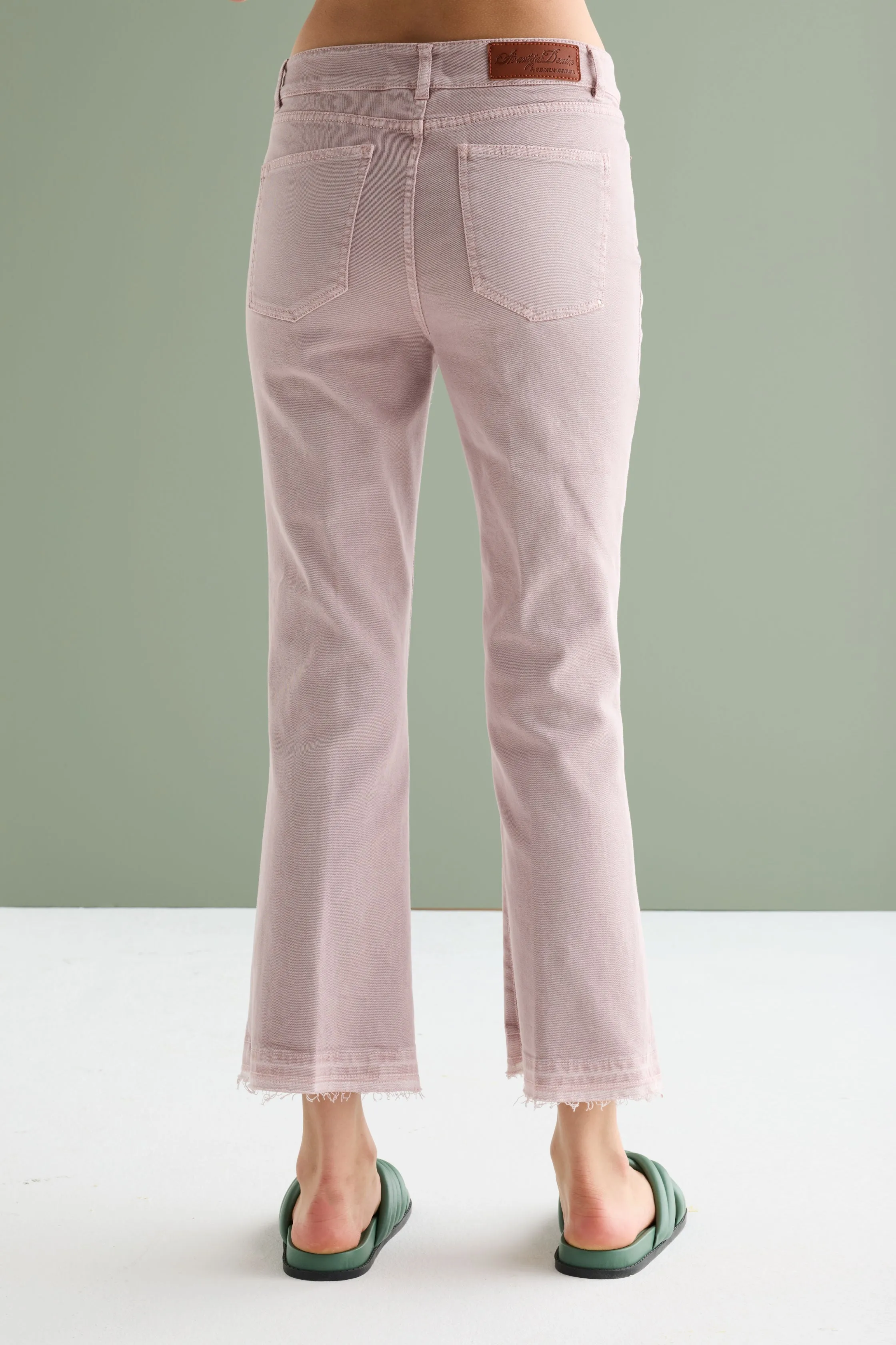 Flared Trousers with Fringe Garment Dyed 059U 3881