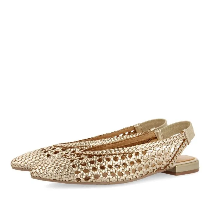 Gioseppo Guatavita 68238 Gold Woven Leather Ballerinas