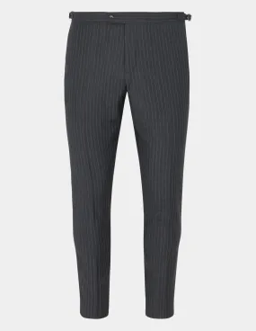 Grey White Stripes Wool Trousers