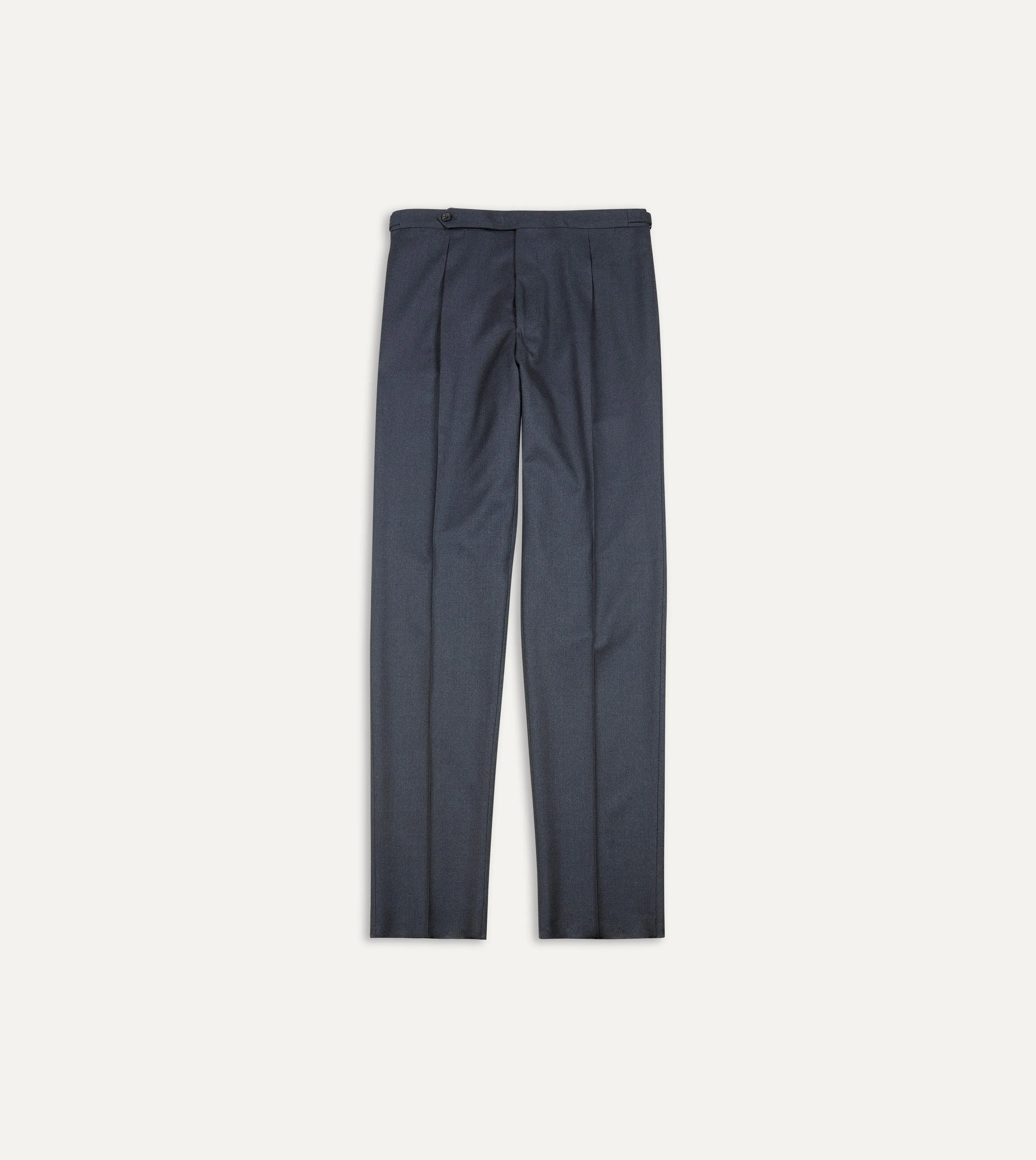 Grey Worsted Wool Single Pleat Trouser