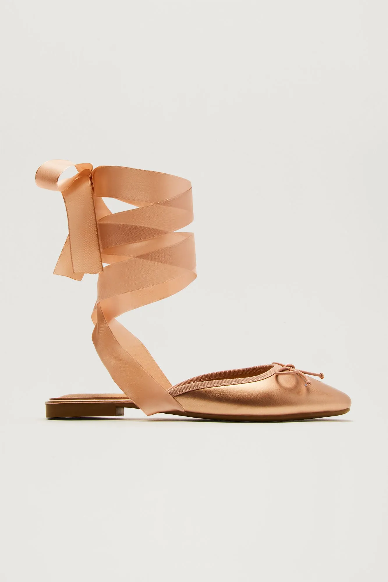 Gwenneth Wrap Up Ballet Flats - Rose Gold