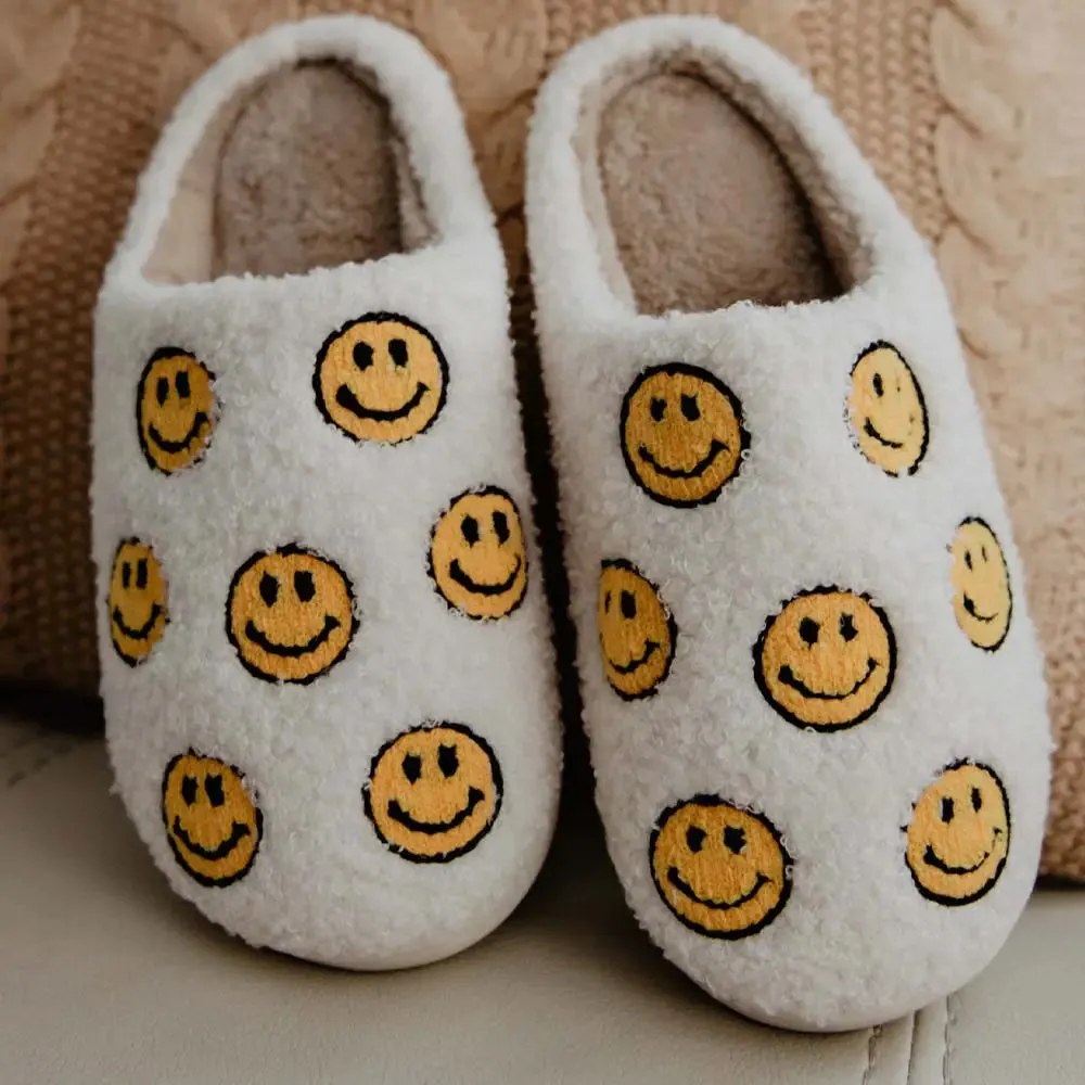 Happy Face All Over Sherpa Slippers