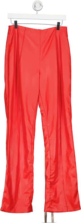 House of CB Red Elenaora Scarlet Vegan Leather Trousers UK L