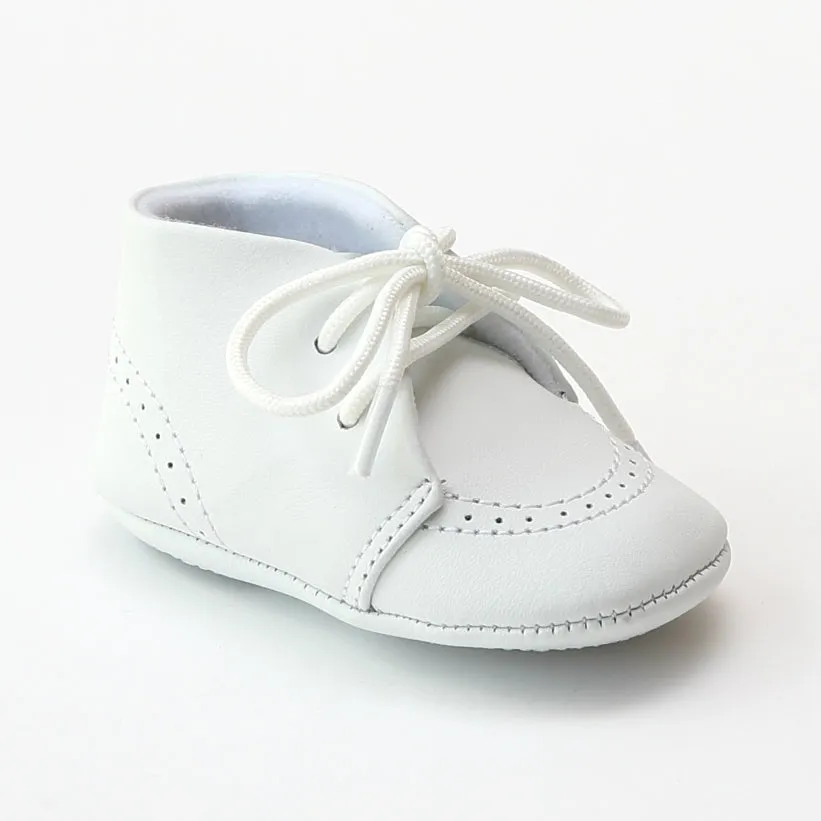 L'Amour Infant Boys 3890 White Leather Dress Crib Shoes Oxfords