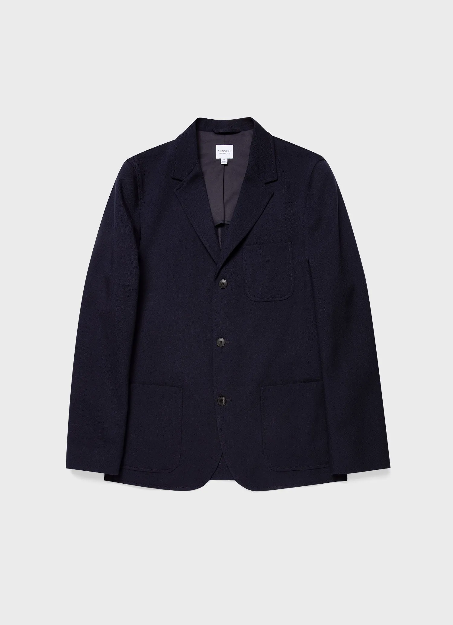 Men's Wool Twill Blazer in Dark Navy