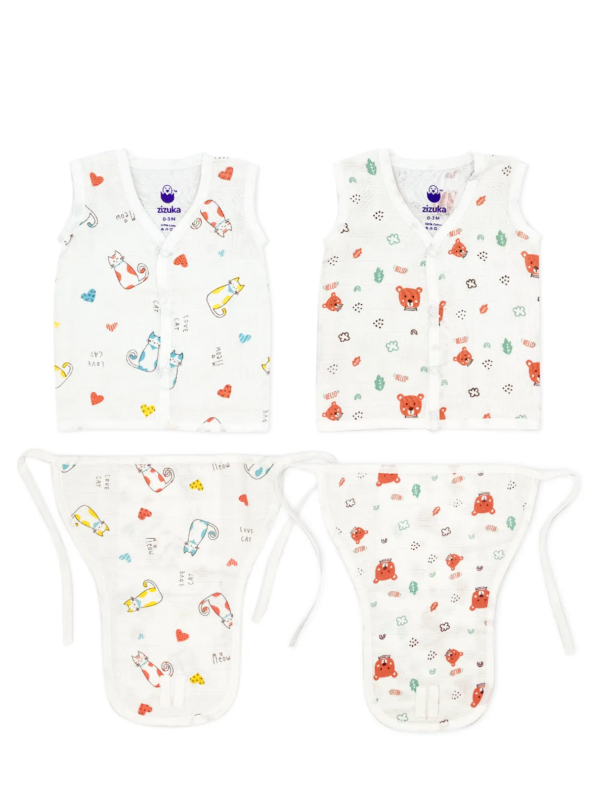 Muslin Jabla & Nappy -100% Cotton, soft Langot Jabla Set (Pack of 2)