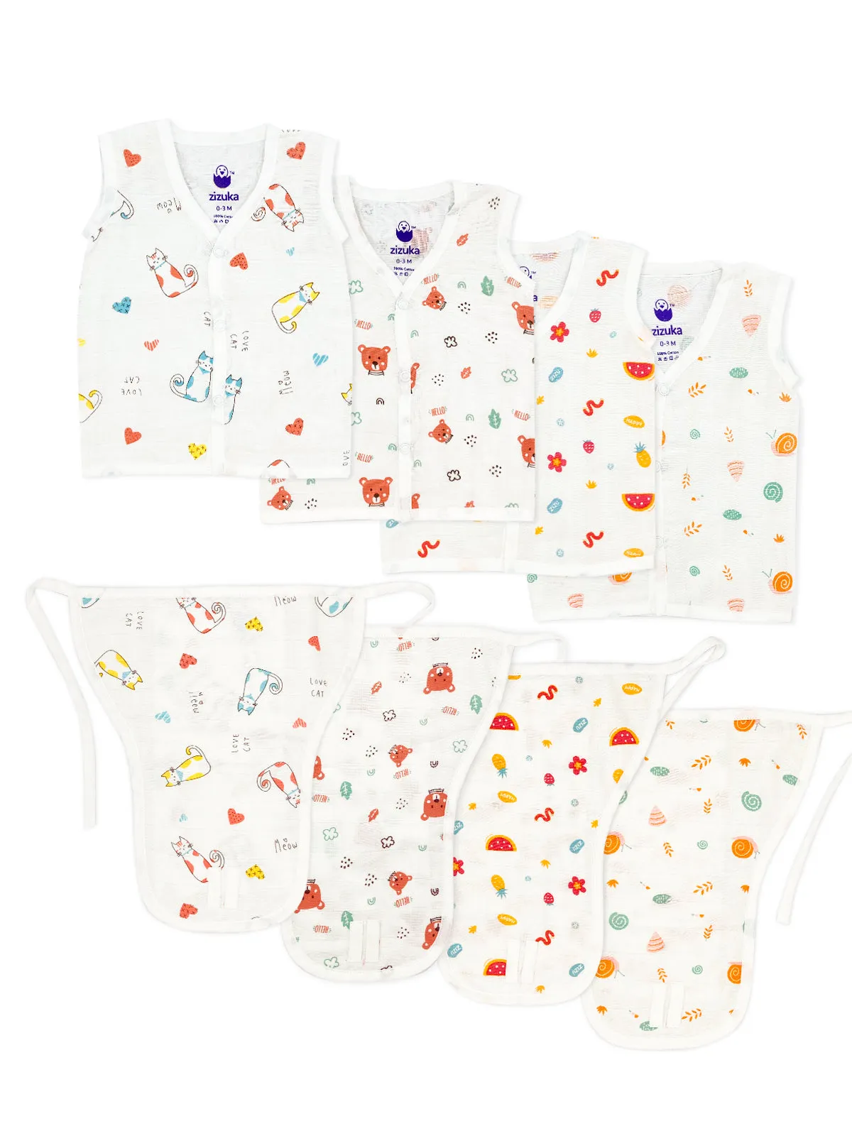 Muslin Jabla - Nappy -100% Cotton, Soft Langot Jabla Set (Pack of 4)