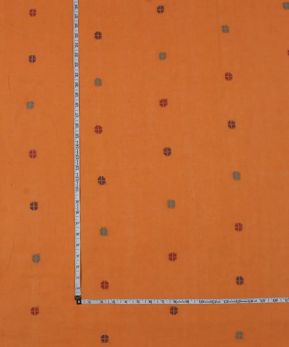 Orange handwoven jamdani cotton fabric