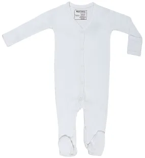 Organic Cotton Baby Long Sleeve Footie GOTS Certified (White)