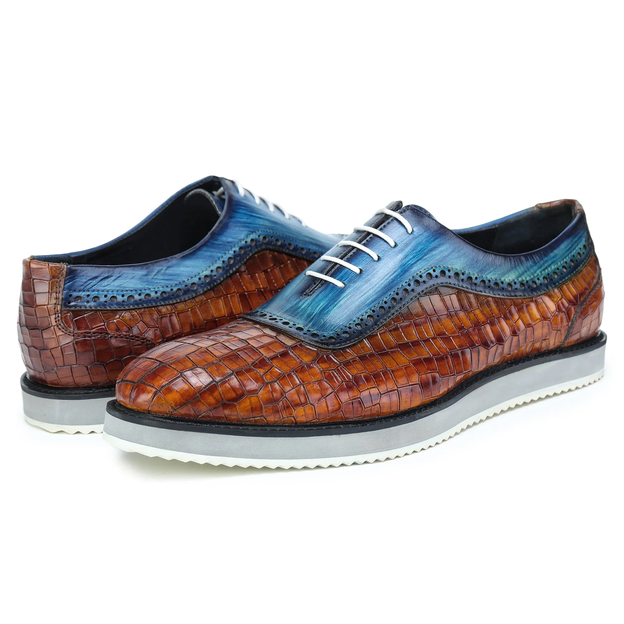 Oxford Sneakers- Croc Brown & Blue