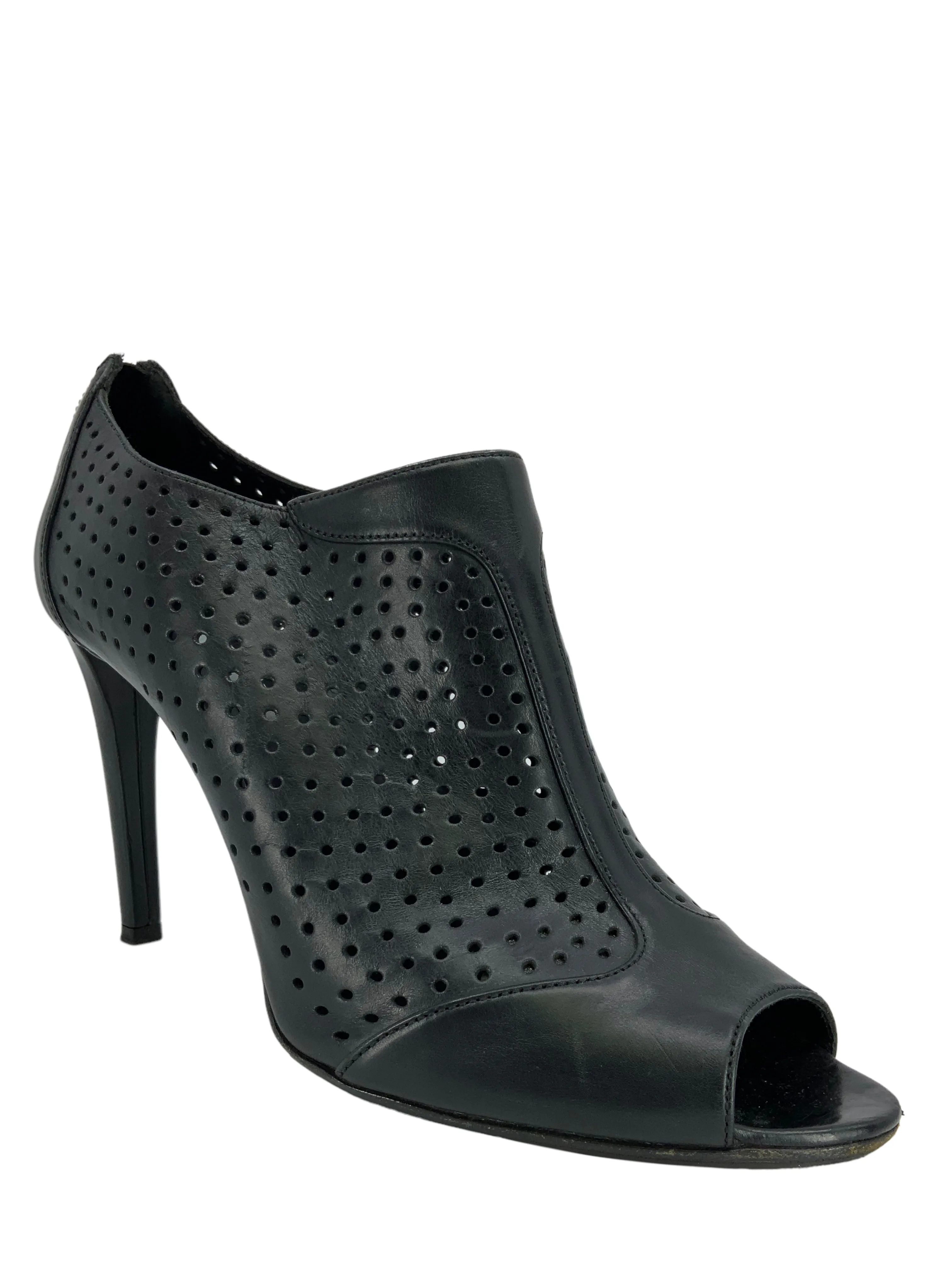 PRADA Perforated Leather Open Toe booties Size 12