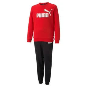 Puma boy's tracksuit with crew-neck sweatshirt and trousers with ankle cuff Logo Sweat TR B 670885 11 red-black