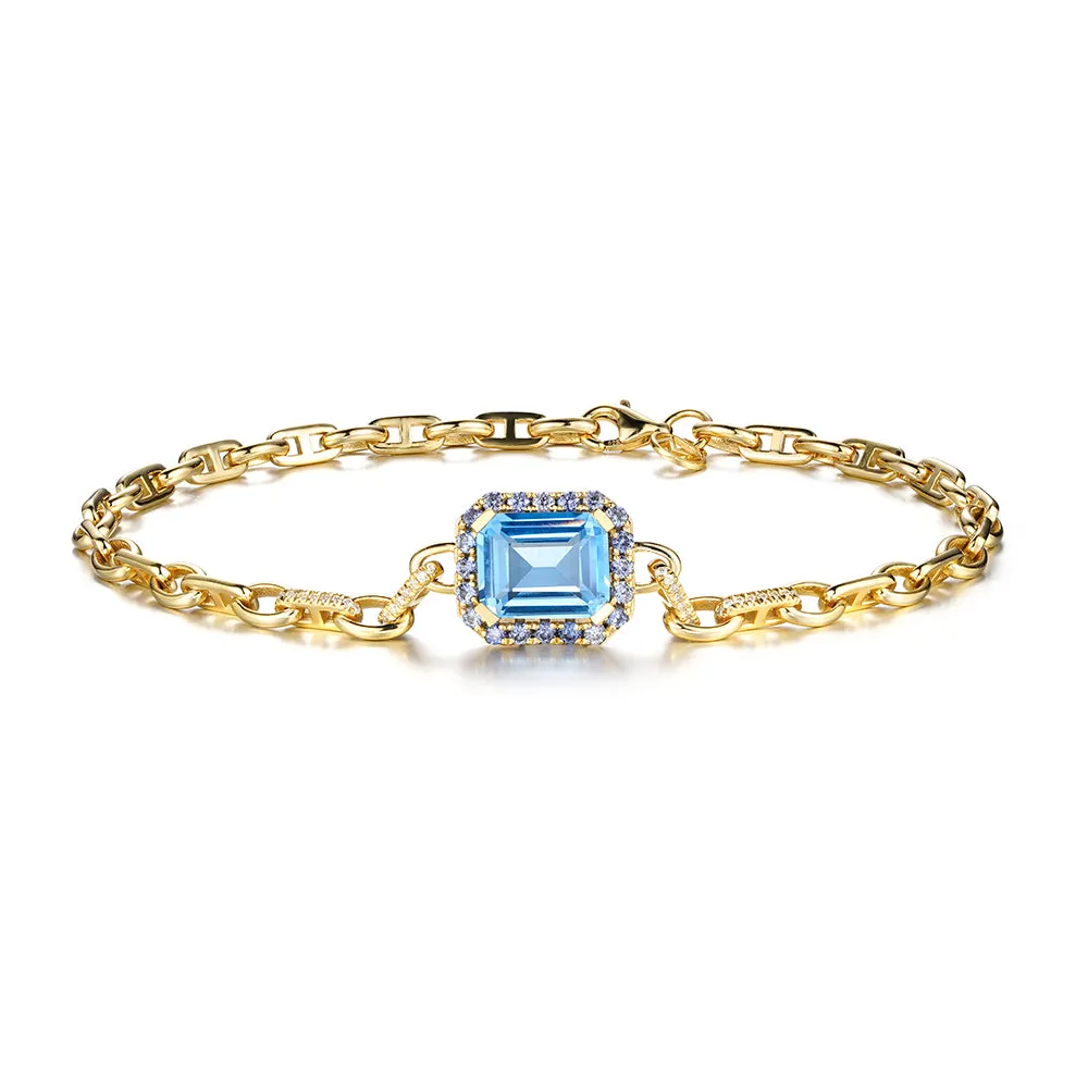 "Aqua Earth Conservation Champion" Aquamarine and Sapphire Bracelet