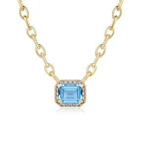 "Aqua Earth Conservation Champion" Aquamarine and Sapphire Necklace