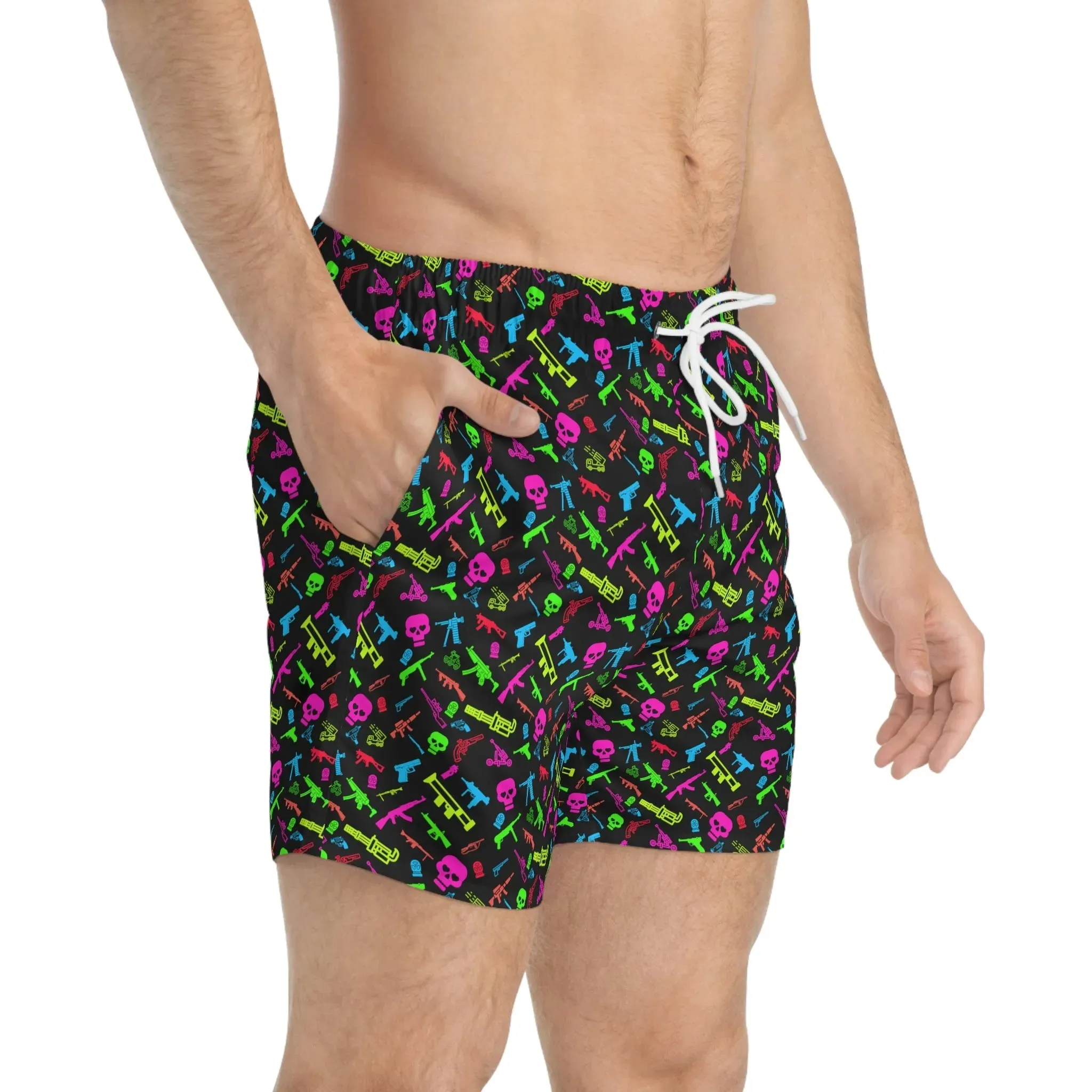 "Gun Show on the Beach" Swim Trunks