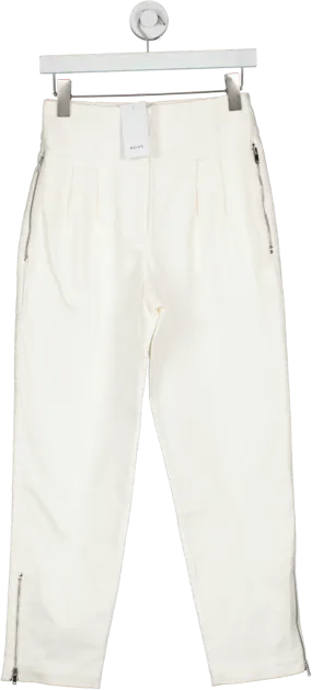 REISS Ivory White High Waist Pleat Front Trousers UK 6