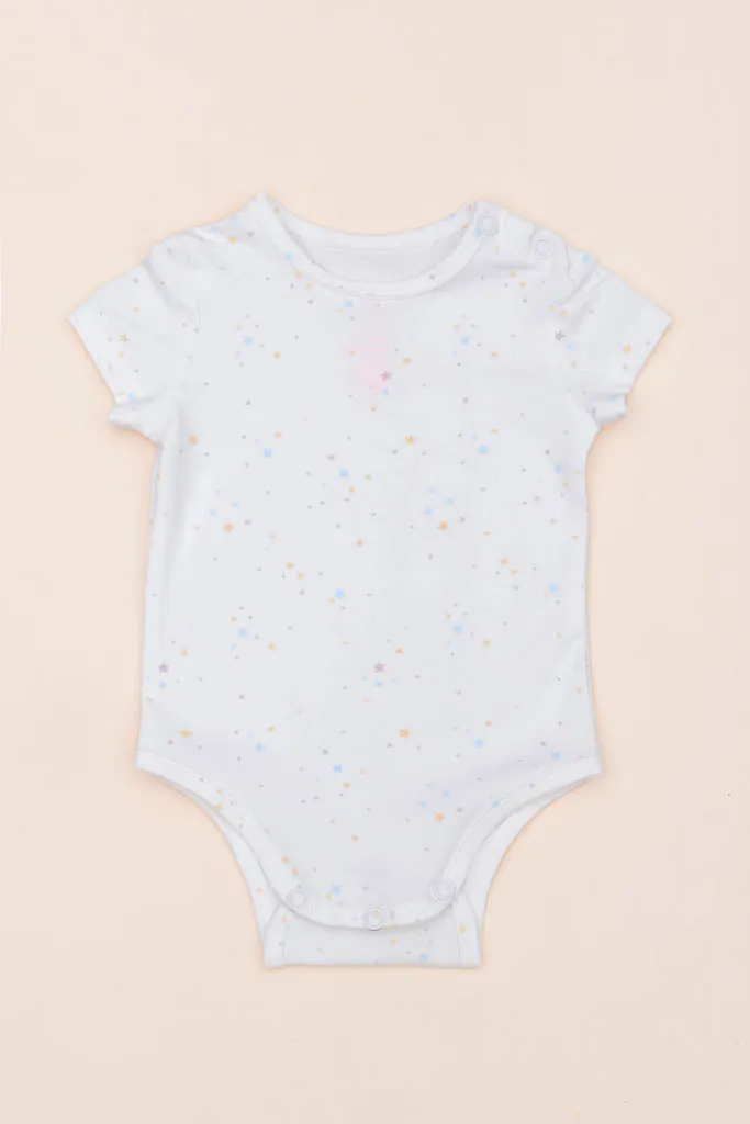 Short-Sleeve Onesie - White Twinkle Stars