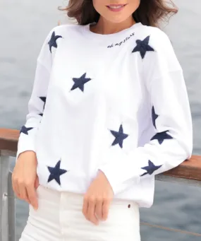 Stars Sweatshirt -  White/Navy