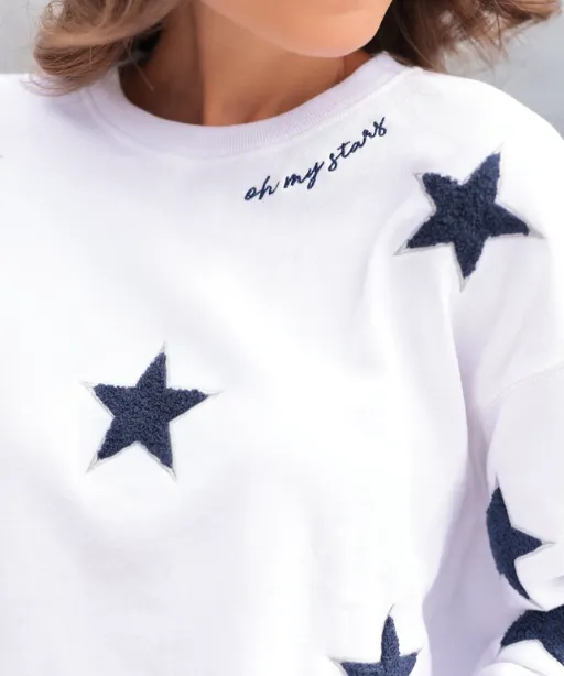 Stars Sweatshirt -  White/Navy