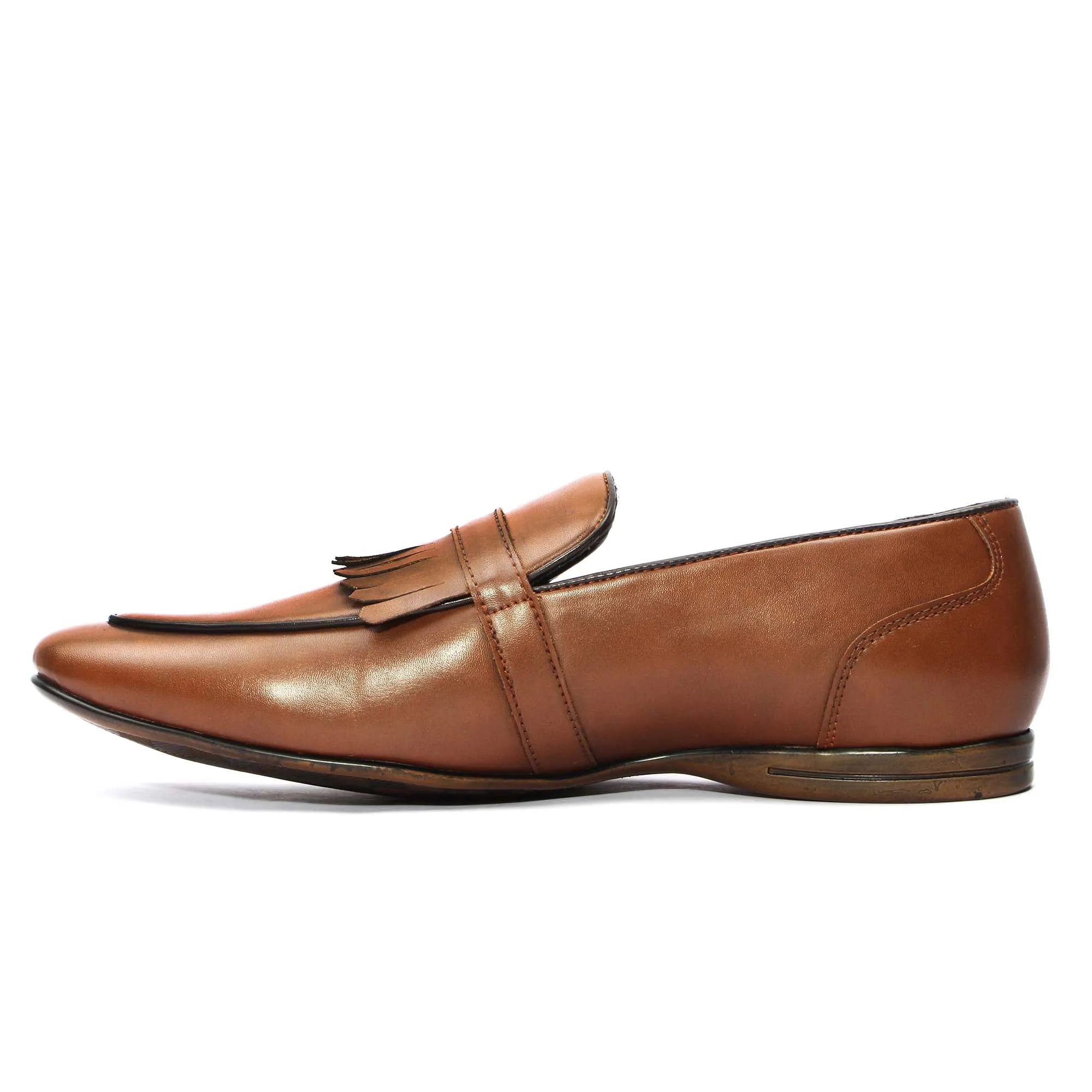 Tan Monk Strap Feather Loafers