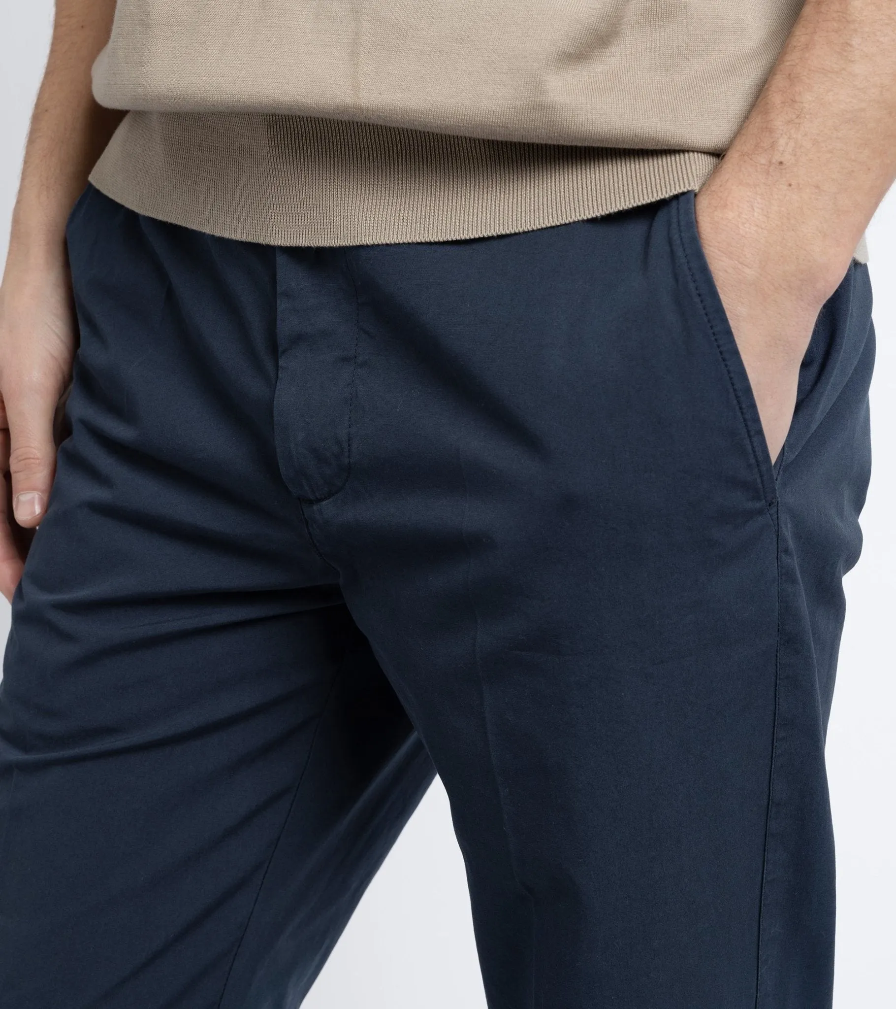 Trunk Hallam Cotton Poplin Trousers: Navy