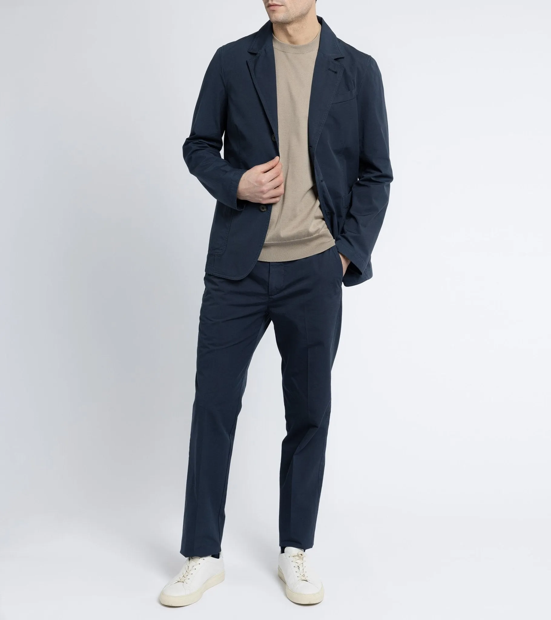 Trunk Hallam Cotton Poplin Trousers: Navy