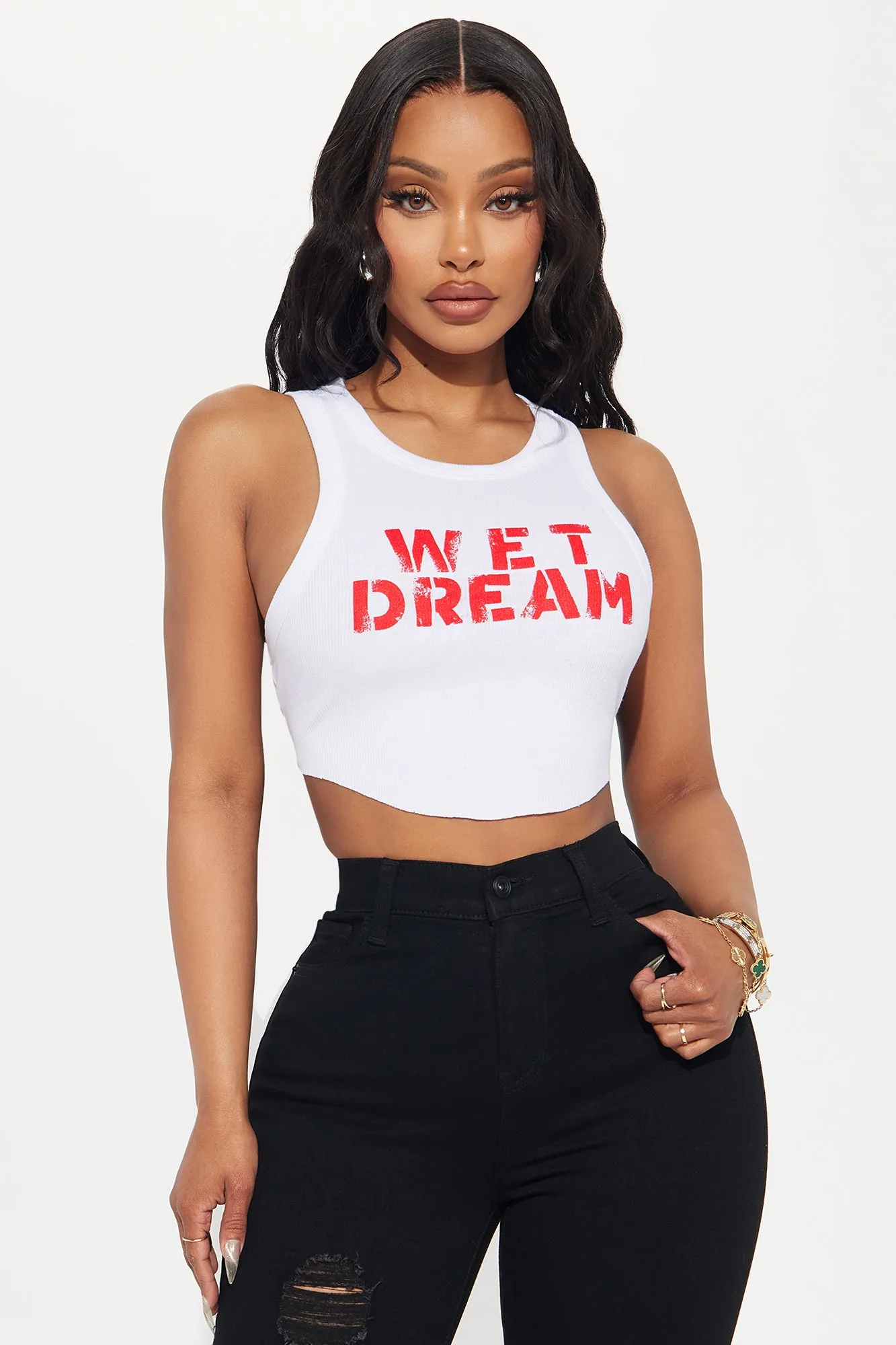 Wet Dream Ribbed Top - White