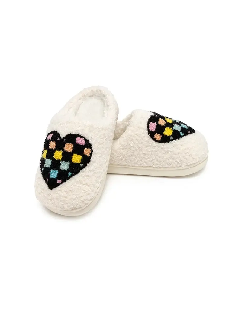 White Retro Slippers- Girls