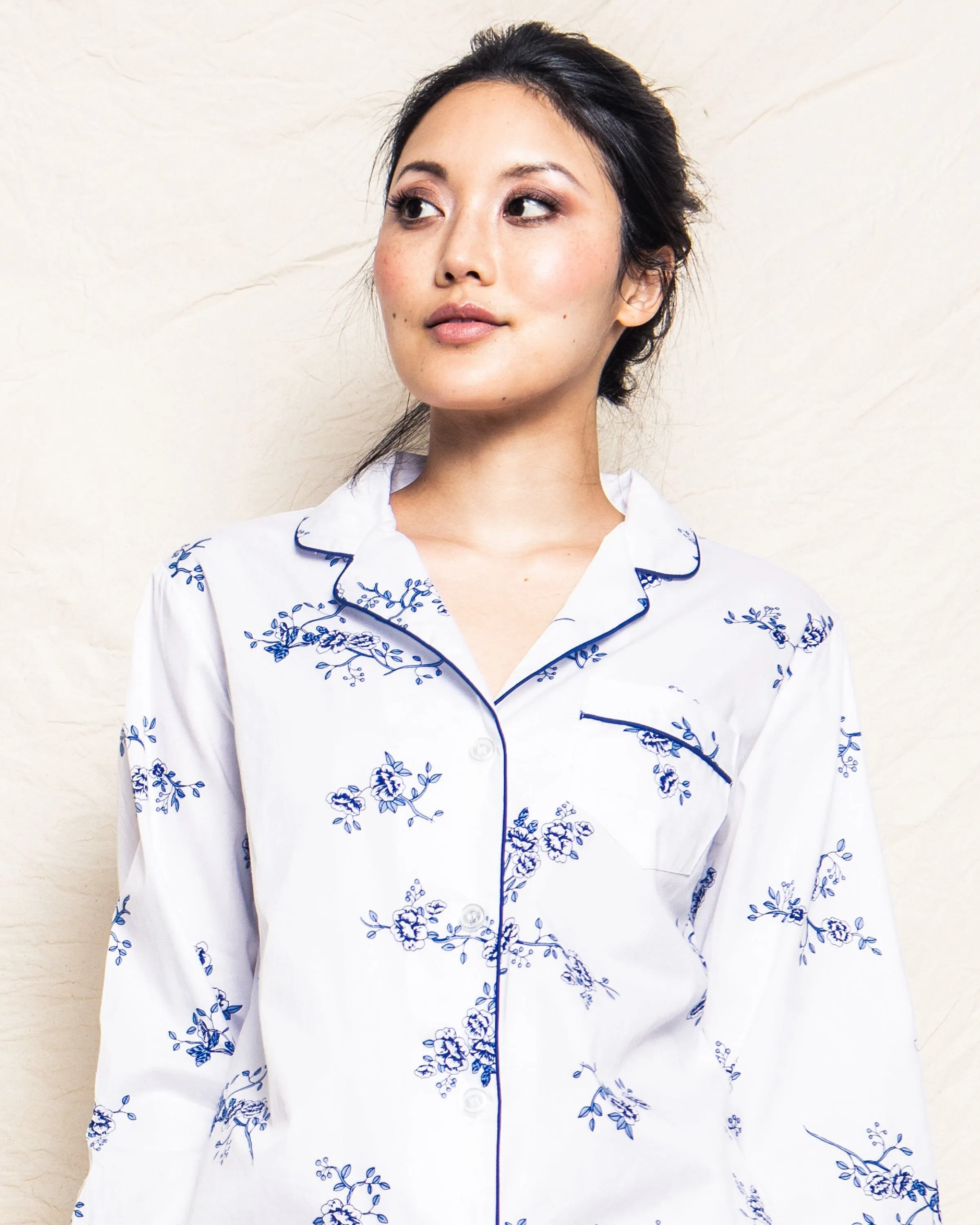 Women's Twill Pajama Set | Indigo Floral