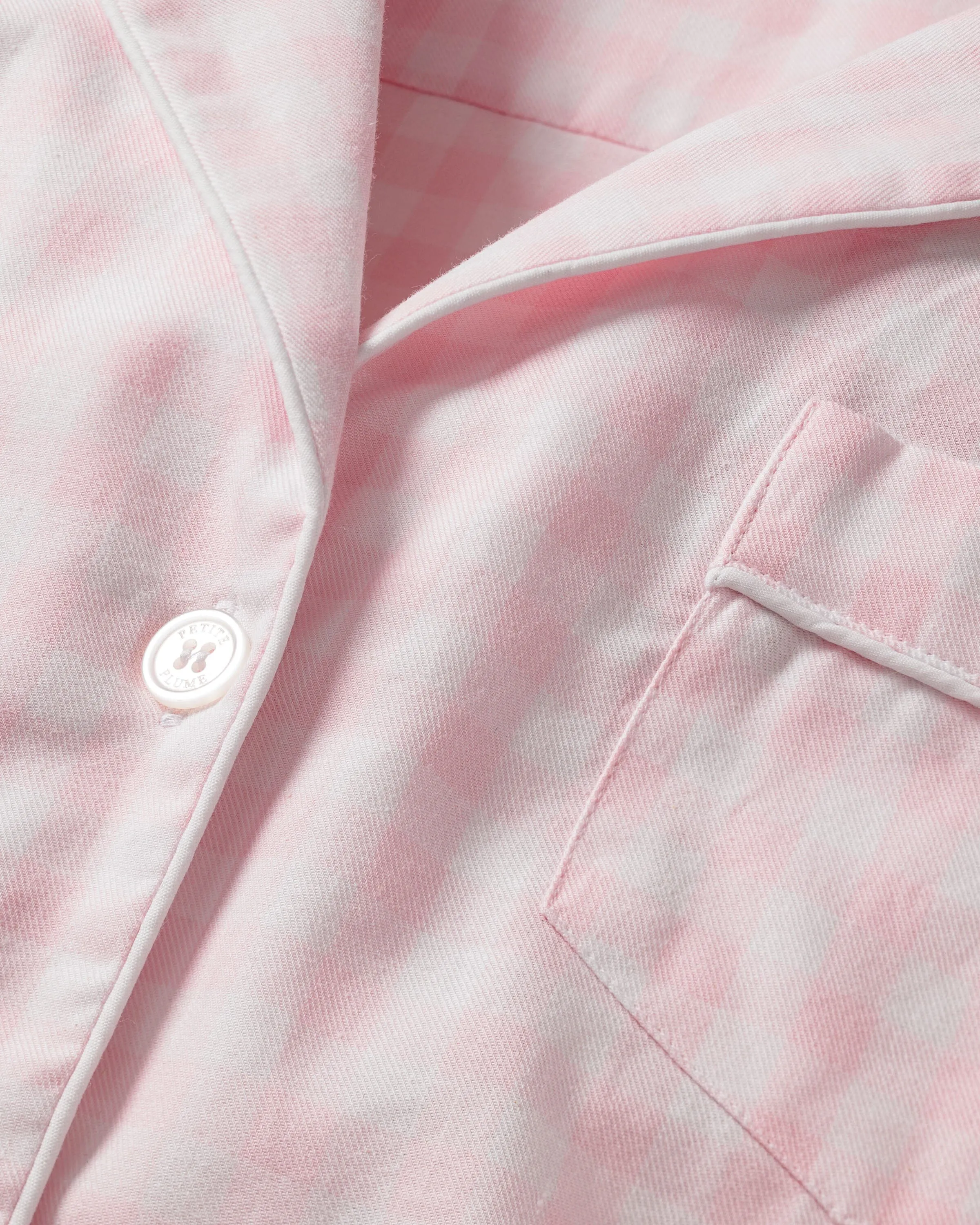 Women's Twill Pajama Short Set | Pink Gingham