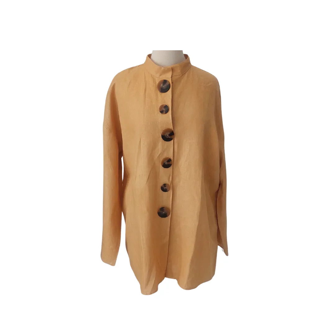 ZARA Mustard Large Buttons Linen Tunic | Gently used |